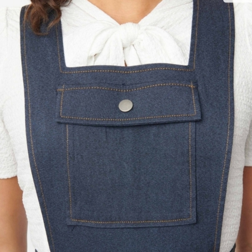 Unique Vintage Dark Denim Overalls - Picture 5 of 12